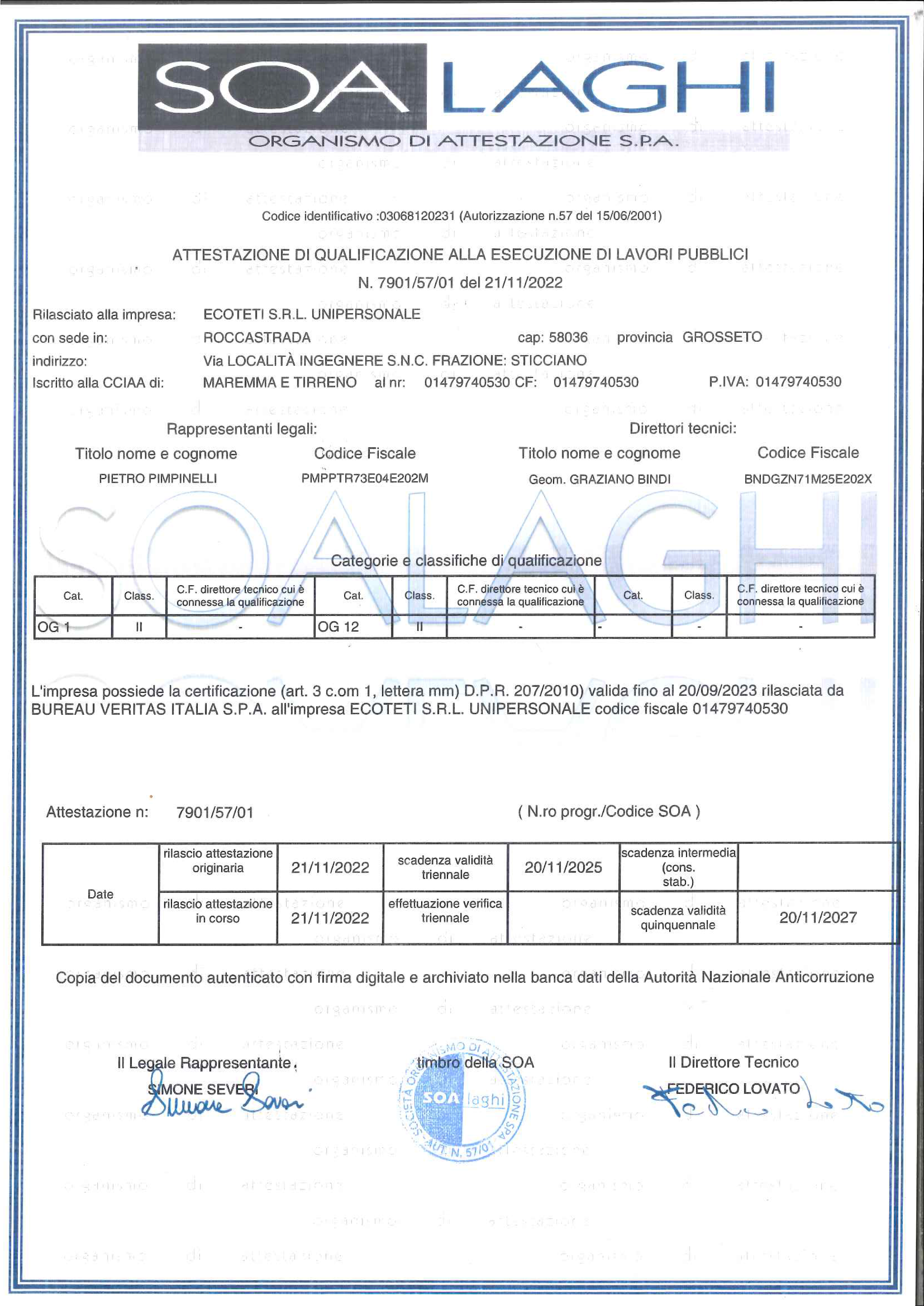 certificazione soa laghi organismo di attestazione - ecoteti srl azienda idonea alle gare d'appalto pubblico certificata con attestazione SOA